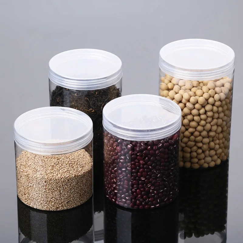 Custom Child Proof Empty Storage Container Small Clear Pet Frost Round Plastic Food  Packaging Jar Cream Cans With Lids