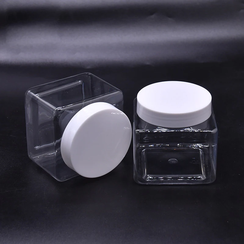 8oz 250ml square cosmetic PET scrub jar clear pots cosmetic body scrub container empty pet plastic jars