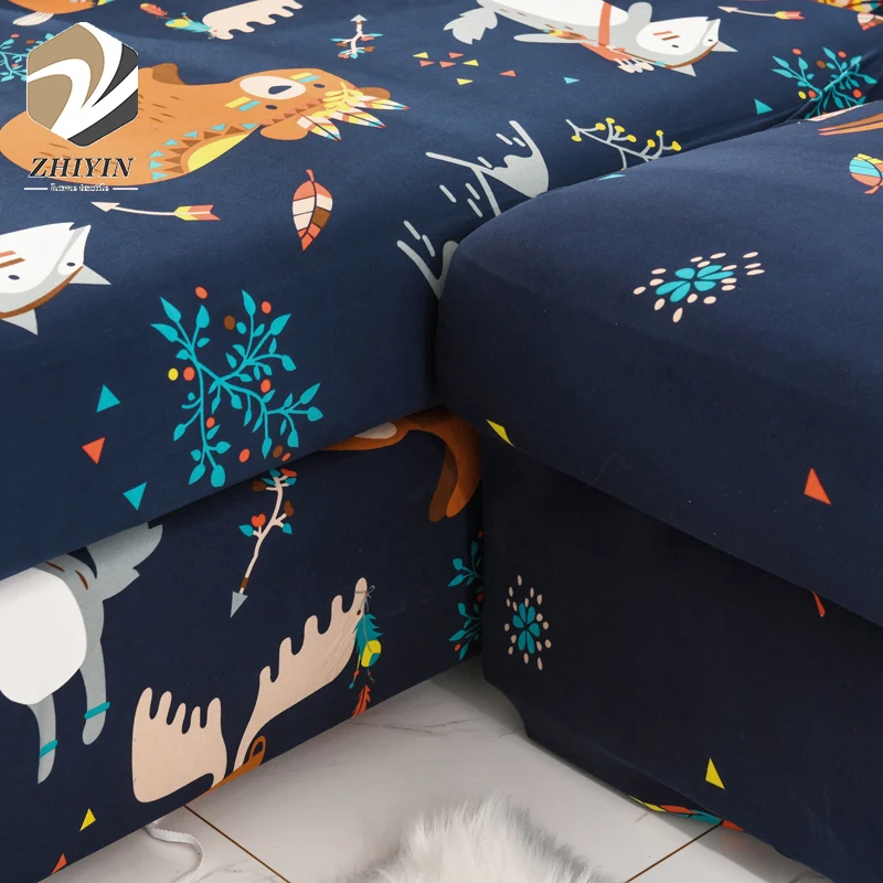 High quality floral design polyester strech double seater full wrapped sofa cover design