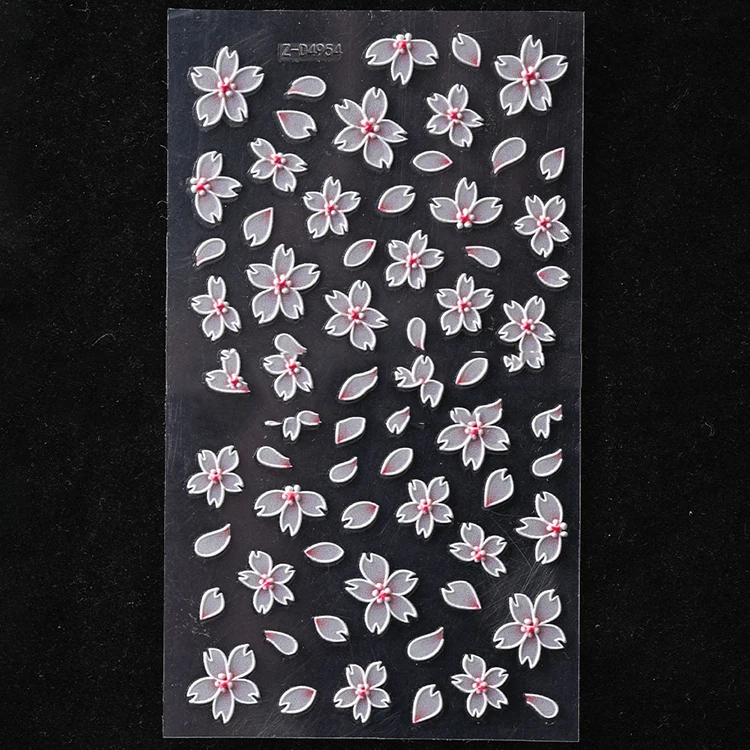 Embossed Flower 5D Sticker For Nails Decals Nail Decorations