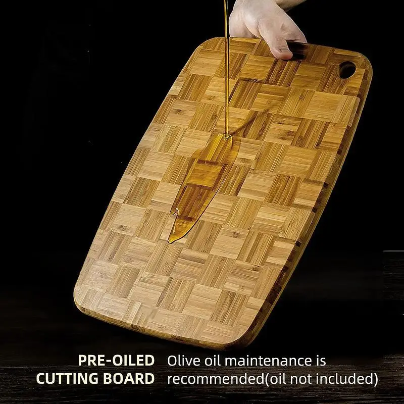 Wholesale checkerboard thick bamboo wood cutting board parquet vertical steak grill beef roast chicken cutting board