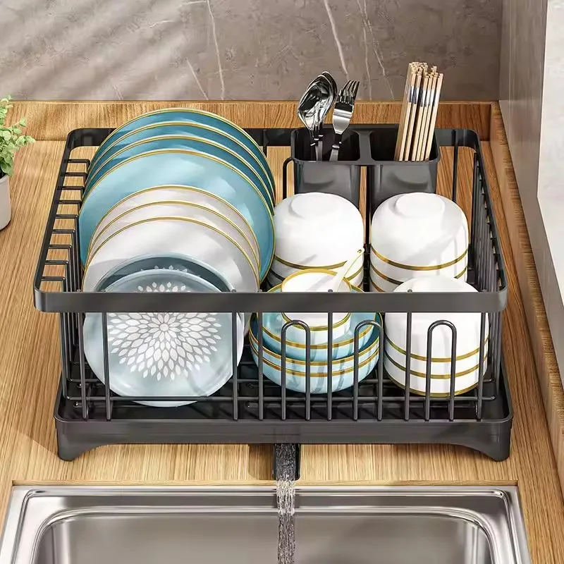 Hot Selling Metal Dish Drainer Organizer Rack Drainer Dish Rack Dish Drying Rack With Cutting Board Holder