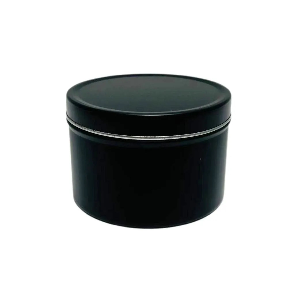 New Product Idea Empty Round Box Matte Black Metal Can Soy Candle Tin For Candle