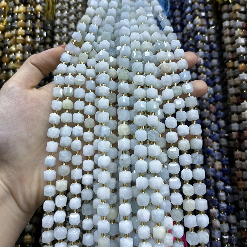 6-7mm Natural Polished Sugar Cube Beaded  Faceted Square Energy Gemstone Loose Beads For Jewelry Making Bracelet Necklace