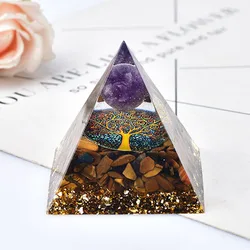 Crystal Red Jasper Gravel Resin Organ Pyramid With Lapis Lazuli Ball Healing Energy Tower For Meditation Ornaments