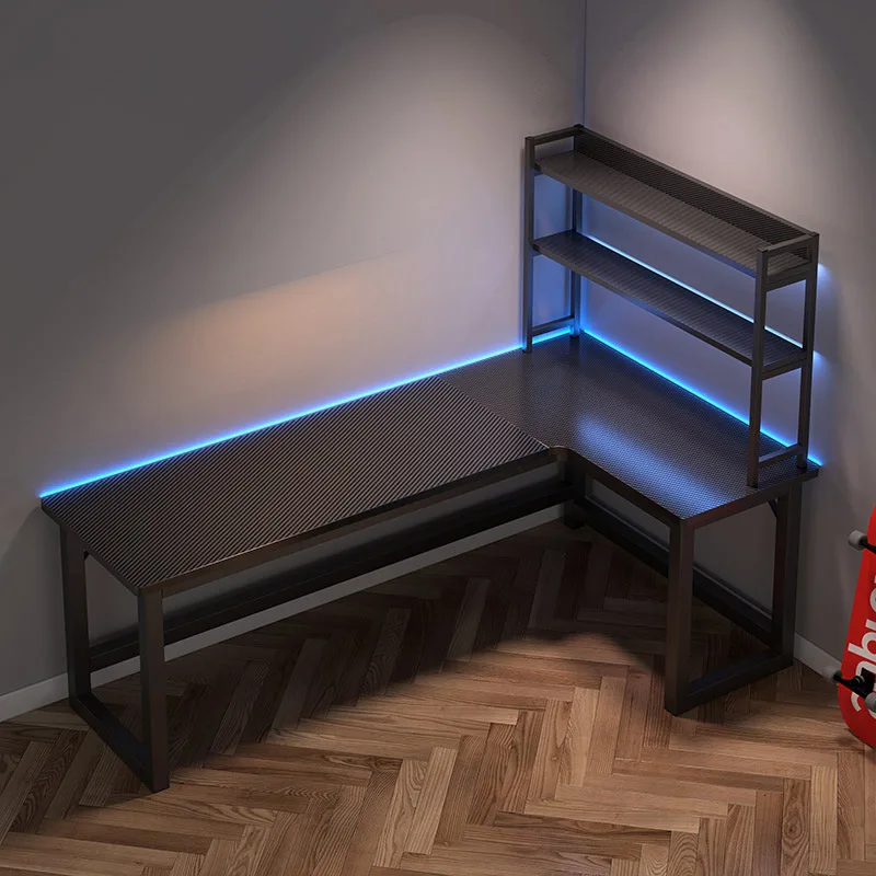 Simple home corner e-sports desktop computer desk chair combination L-shaped desk bookshelf learning desk office