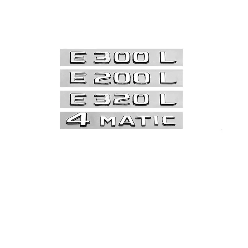 Chrome Trunk Letters Badge Emblem for Mercedes Benz E43 E53 E55 E63 AMG E200 E250 E300 E320 E350 E400 E180 4MATIC Accessories
