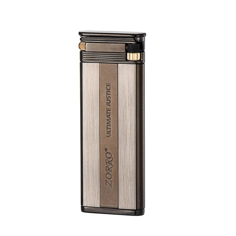 Zorro 6mm ultrathin pure copper case butane gas lighter flame cigarette lighter for men