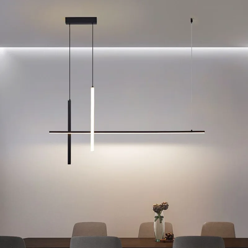 Minimalist Restaurant Chandelier Modern Minimalist Long Bar Table Lamp New Net Red One Word Light Luxury Lamps