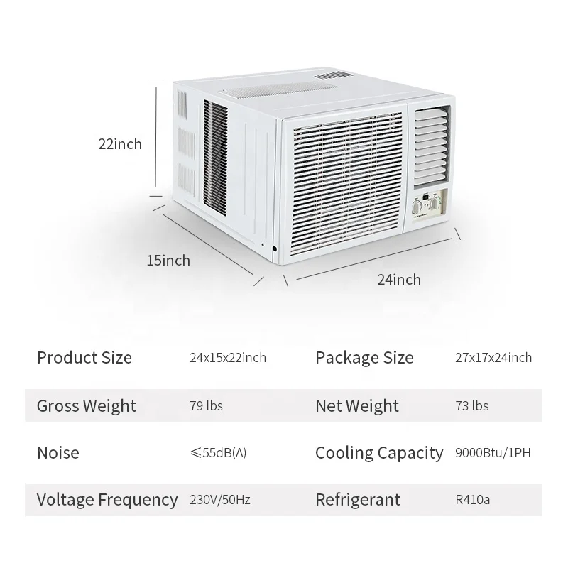 Горячая распродажа R410a 9000Btu окно кондиционера воздуха 230 В 50 Гц механический Тип Белый Все в одном блоке для офиса магазина супермаркета