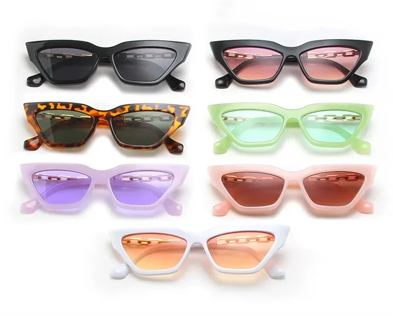 Latest Fashion Vintage Chain Frame Sun Glasses Cheap Small Cat Eye Sunglasses 2022