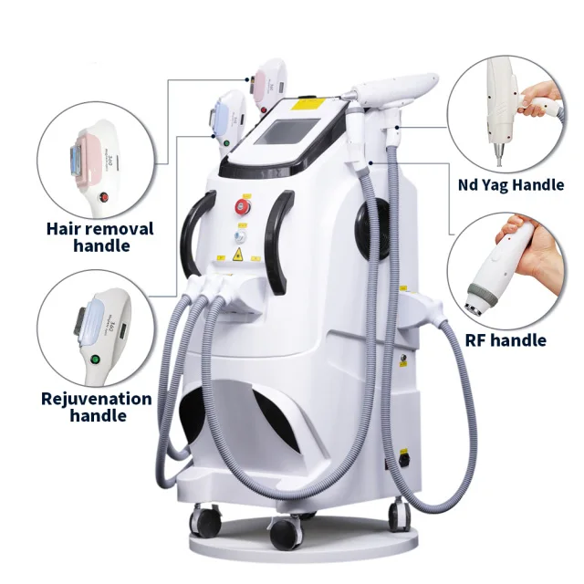 Multifunctional 4 in 1 OPT IPL Magneto optical 360 Laser Hair Removal Face Lifting Nd Yag Laser Tattoo Removal Machine