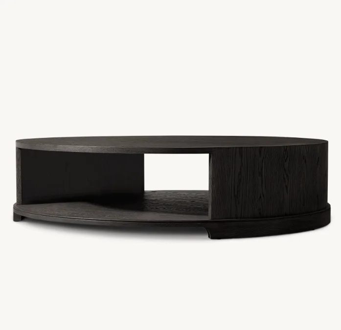 High Quality Solid Oak Wood Round Coffee Table For Living Room
