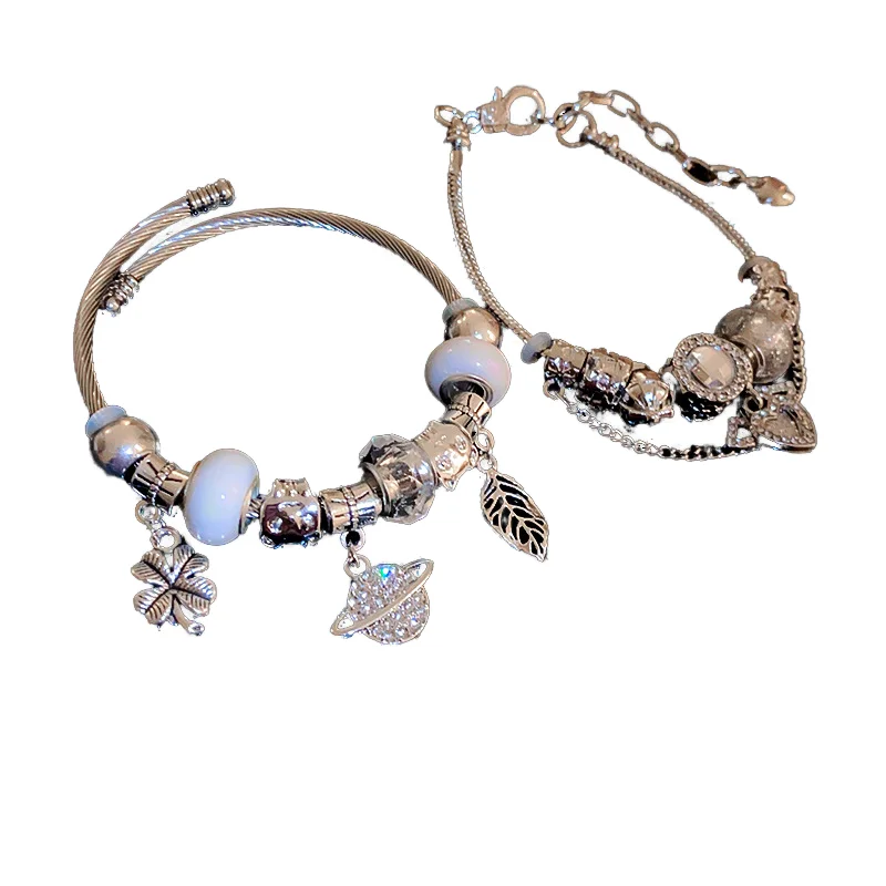 2024 Crown Heart snake chain Charm Pan dora fine jewelry bracelets bangles for women