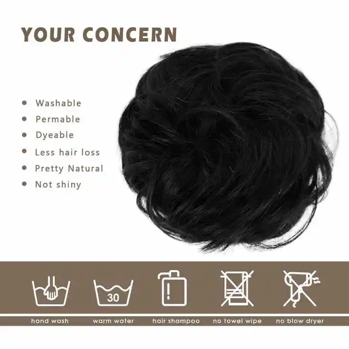 Synthetic Hair Chignon Ring Wrap Chignons Rope Piece Elastic Band Donut Updo Ponytail for Girls Women