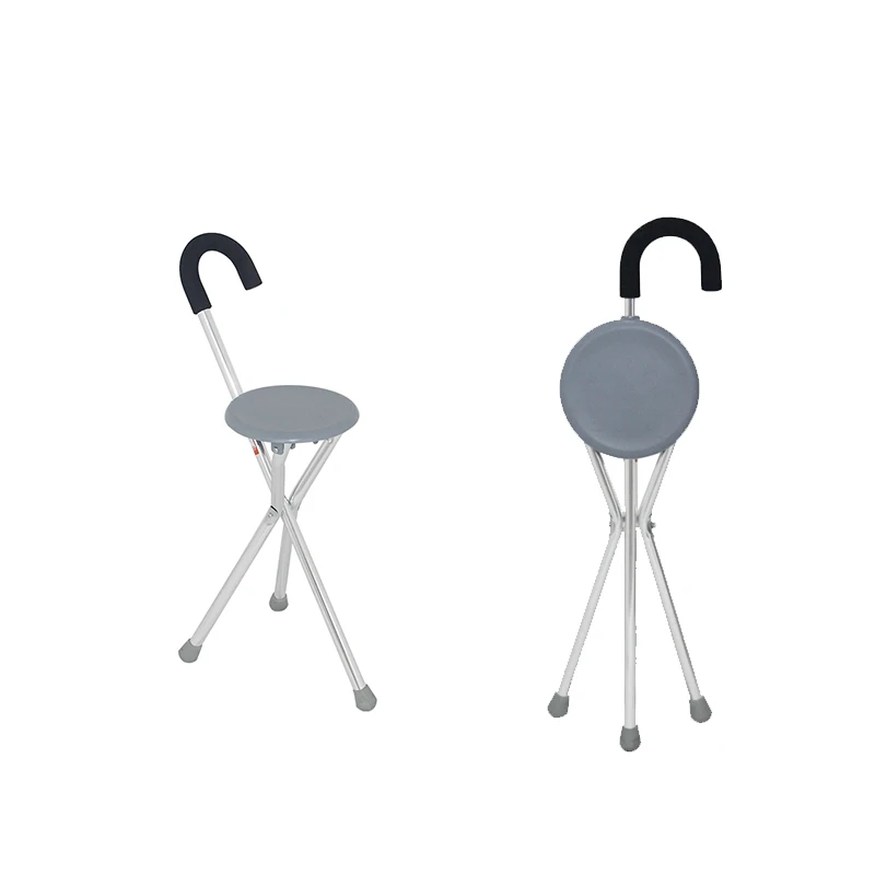 folding aluminum medical three legged crutch chair for men  walking cane with seat
