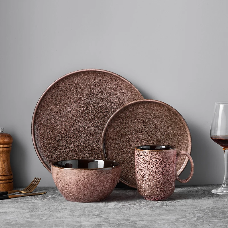 PITO Wholesale chinese luxury crockery porcelain 4pcs dinnerware sets dinner plate ceramic for restaurant