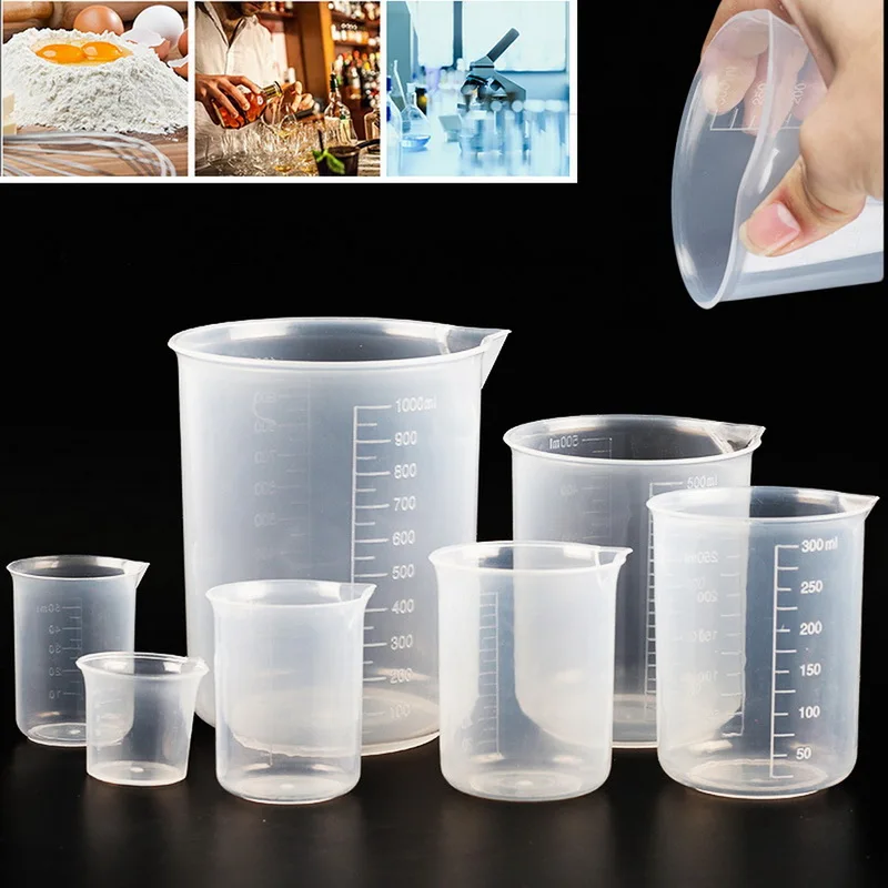 15/25/30/50/100/150/250/500/1000ml Clear Plastic Graduated Measuring Cup for Baking Beaker Liquid Measure Jug Cup Container 1pc