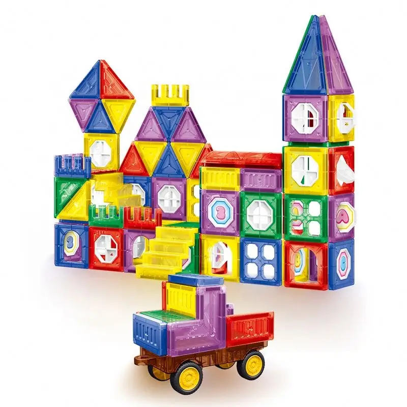110 PCS Educational STEM toys Colorful 3D DIY Castle Block Set Construction Magnetic Cubes Building Block for Children