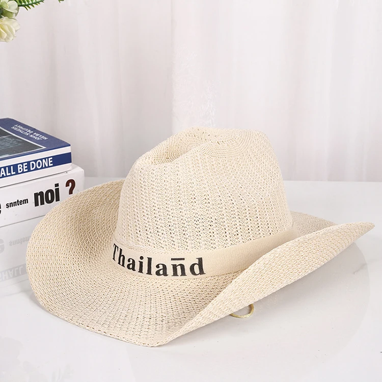 factory custom logo promotional cowgirl hat cap designer personalized paper braid straw quick dry cowboy hat wide brim unisex