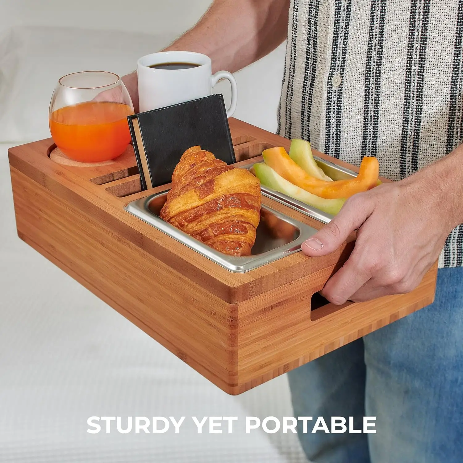 Couch Island Cup & Drink Holder with Snack Tray Snack Caddy for  Couch Sofa,Bed,TV Lovers. Couch Console Caddy Bar Tray