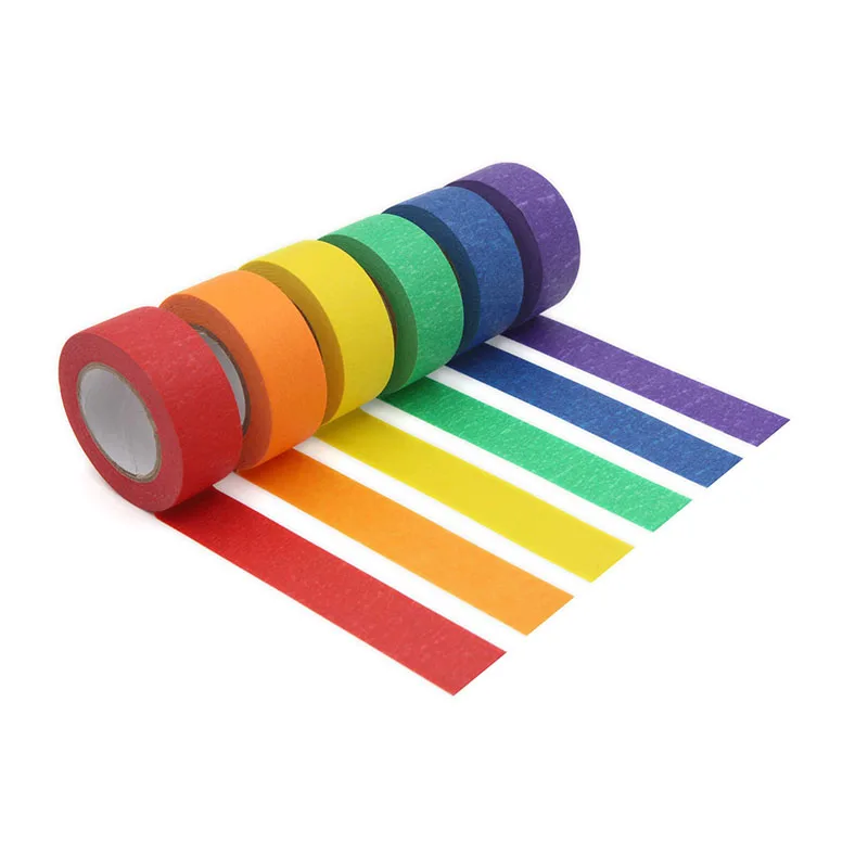 Colored Masking Painters Tape for Arts & Crafts Labeling or Coding Art Supplies for Kids 6 Different Color Rolls 1 Inch x 13 Yar