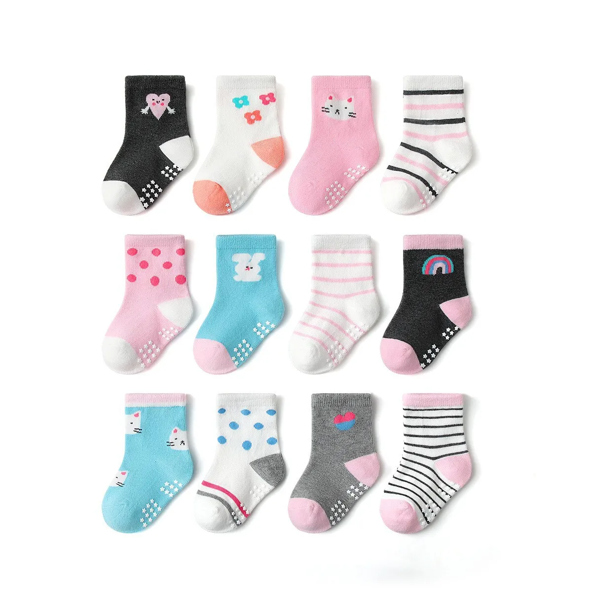 Restock Happy Children Floor Socks Newborn Toddler Infant Funny Boy Non Slip Grip Baby Anti Slip Kids Cartoon Socks Cotton Socks