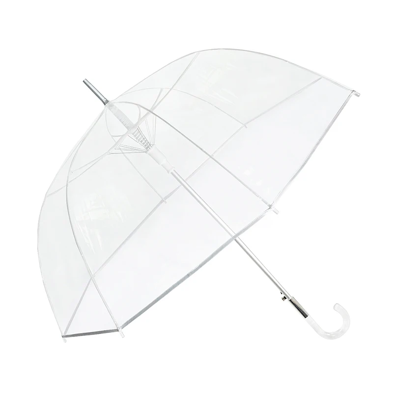 25 Inches Custom Logo Stick Umbrella New Design Strong Windproof Transparent Straight Umbrella