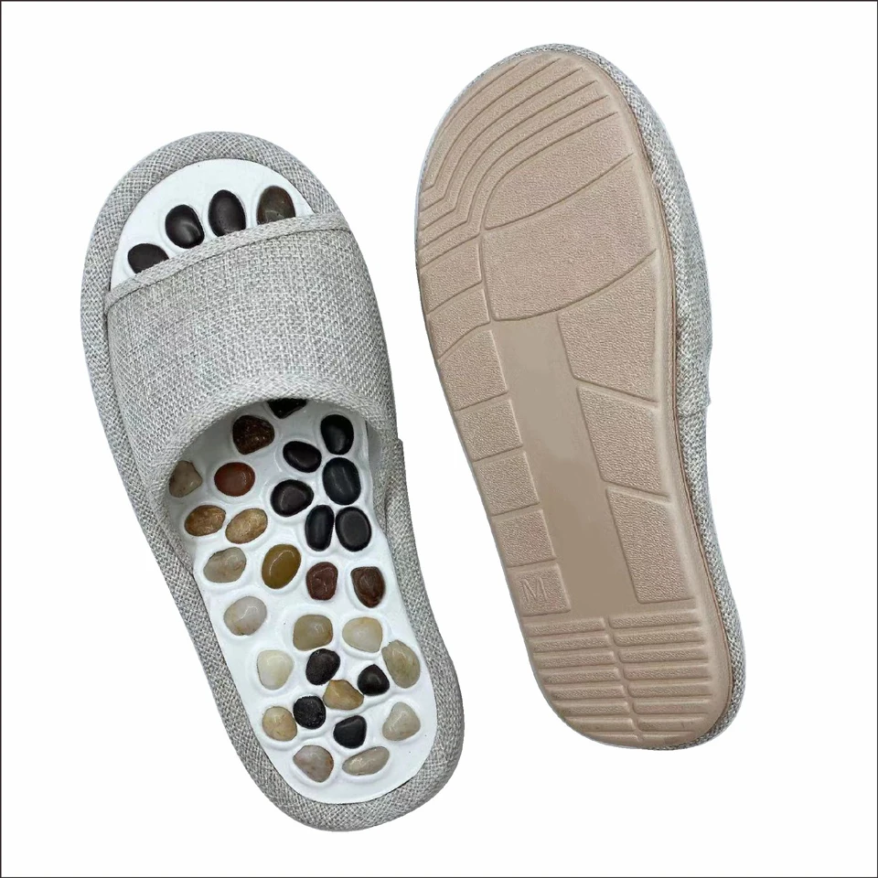 durable high polished natural stones slippers foot acupuncture non-slip pebbles EVA soles for good health