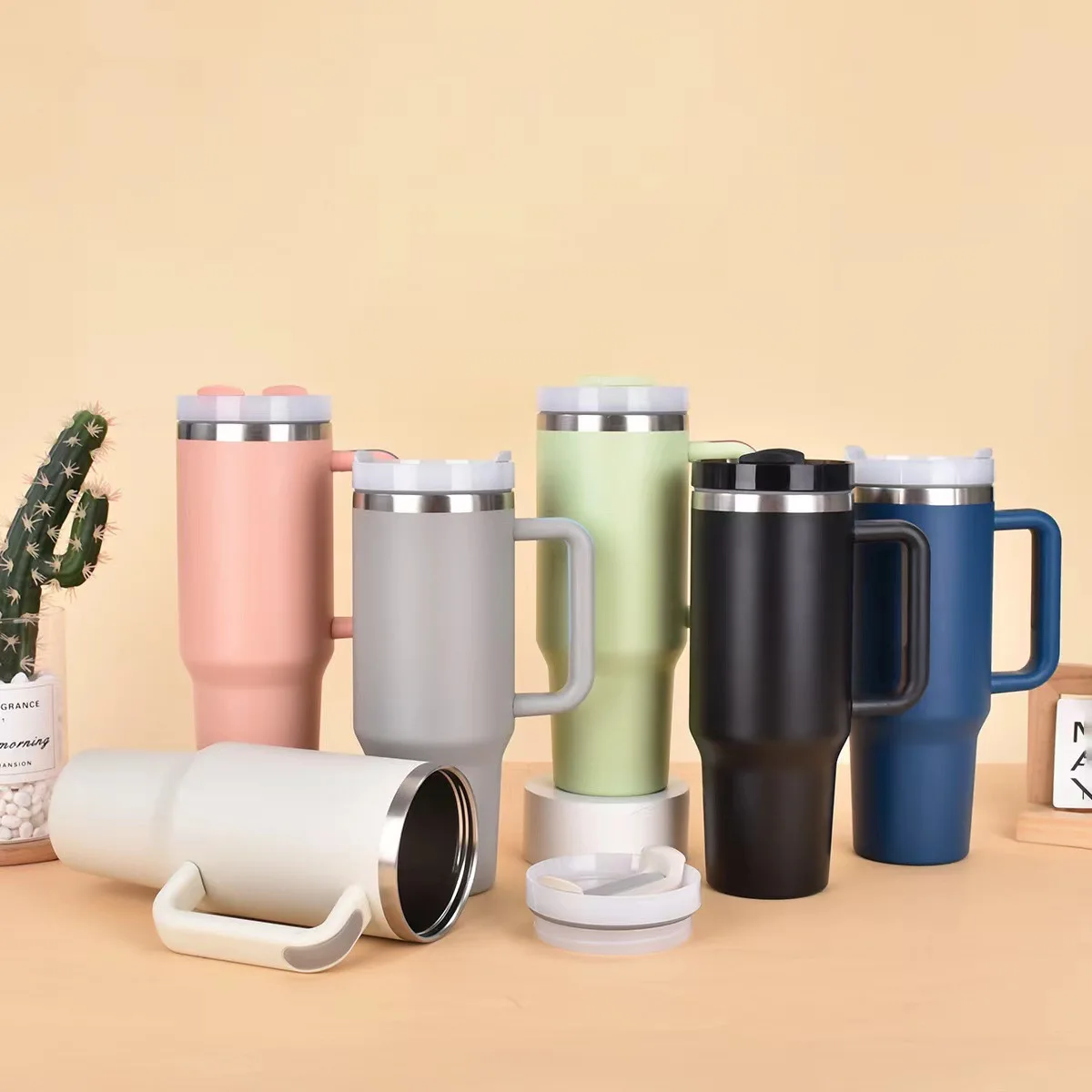 Best Seller 40oz/30oz Stainless Steel Tumblers Customized Wholesale Bulk Colored H2.0 Water Tumbler with Lid Handle for Travel