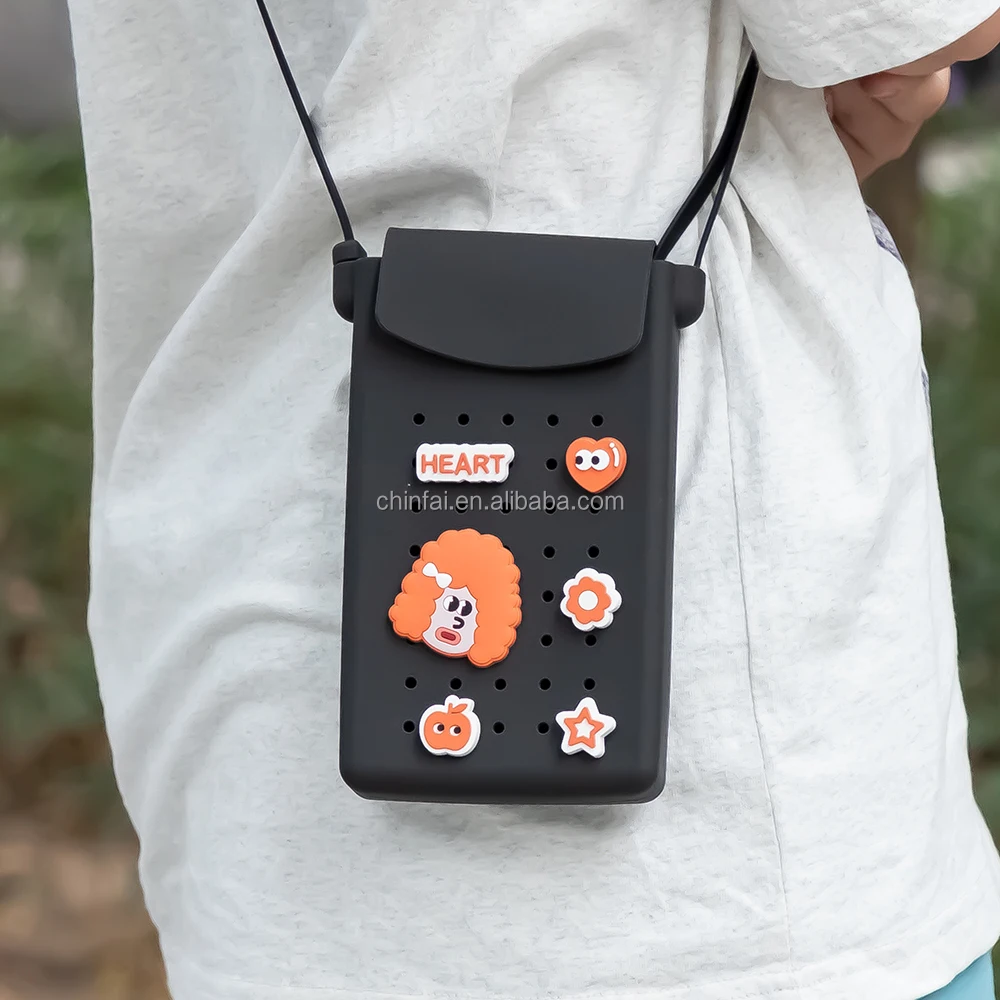 2024 Chinfai New Fashion Lady Dress Style Cross Body Silicone Mobile Phone Bag with DIY Charms