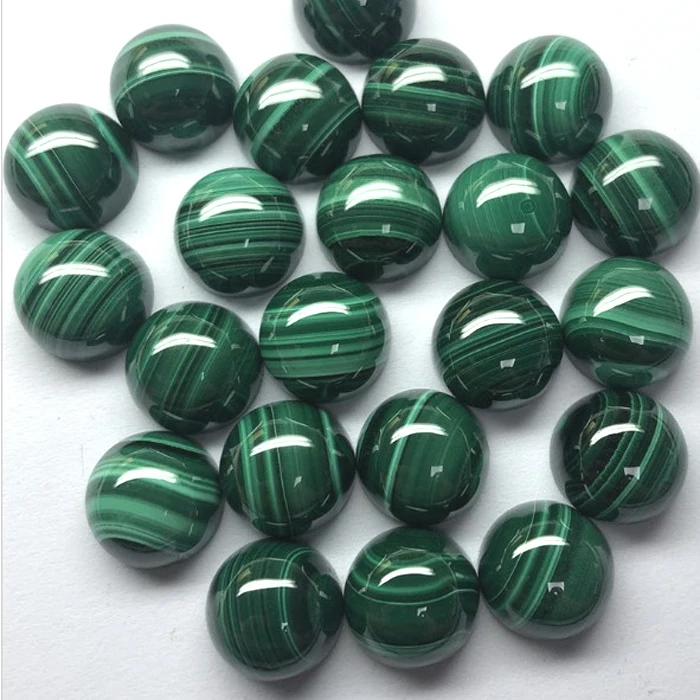 20mm Round Natural Malachite Gemstone Plain Back  Cabochon
