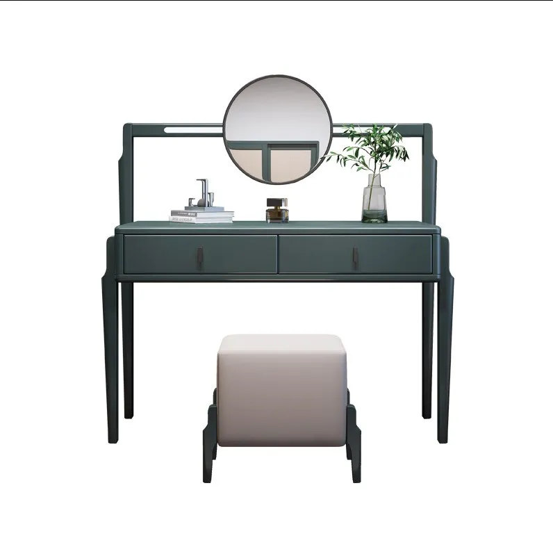 2022 г., оптовая продажа, скандинавский темно-зеленый туалетный столик для макияжа, наборы для стола с зеркальными ящиками, мебель для спальни