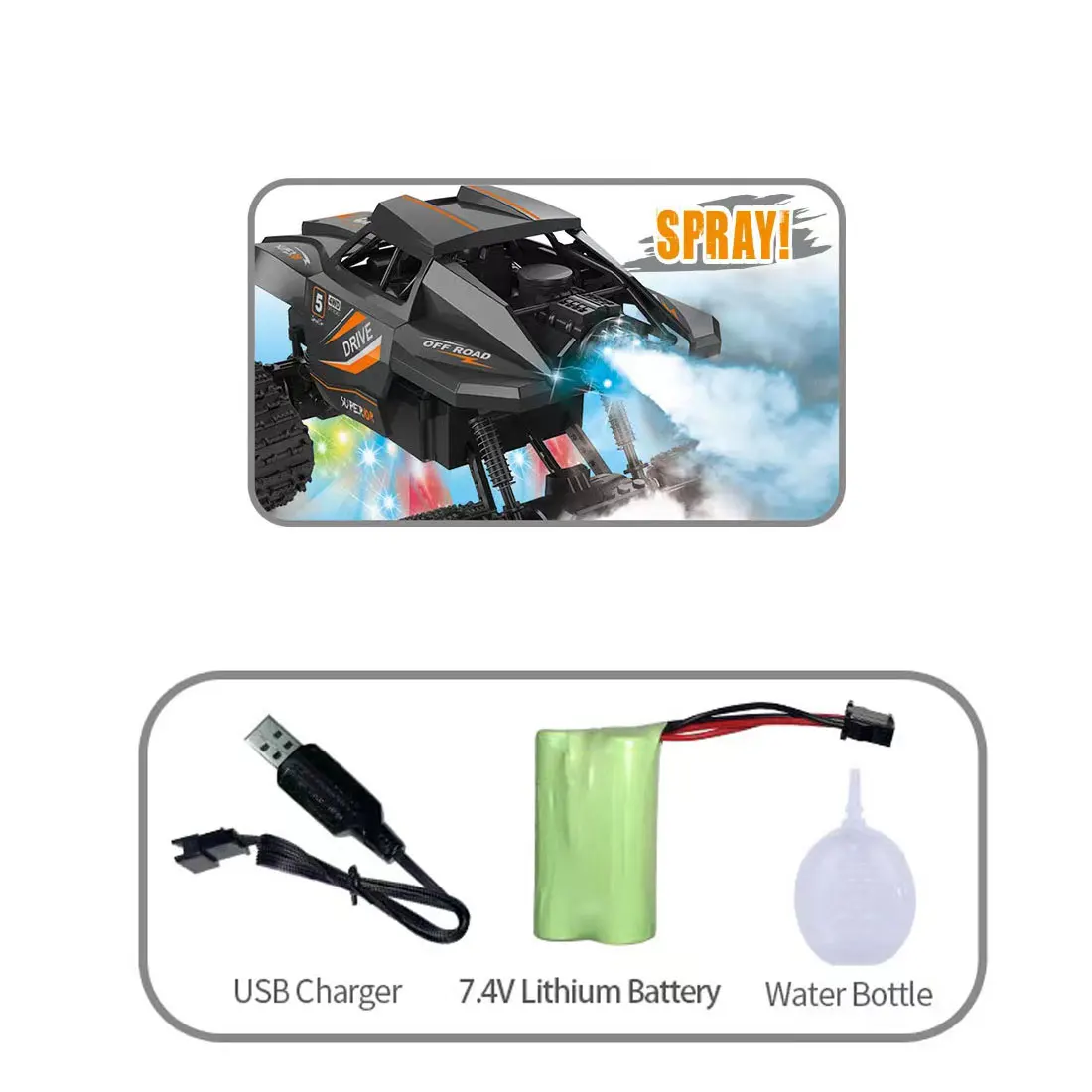 2.4Ghz 1/14 4WD Remote Control Car with light and spray Control RC Mode Speed Vehicle for Children