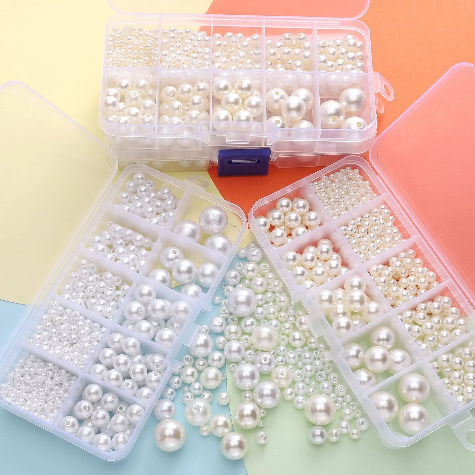 White perforated ABS pearl 10 grid box DIY handmade bead bracelet necklace accessories