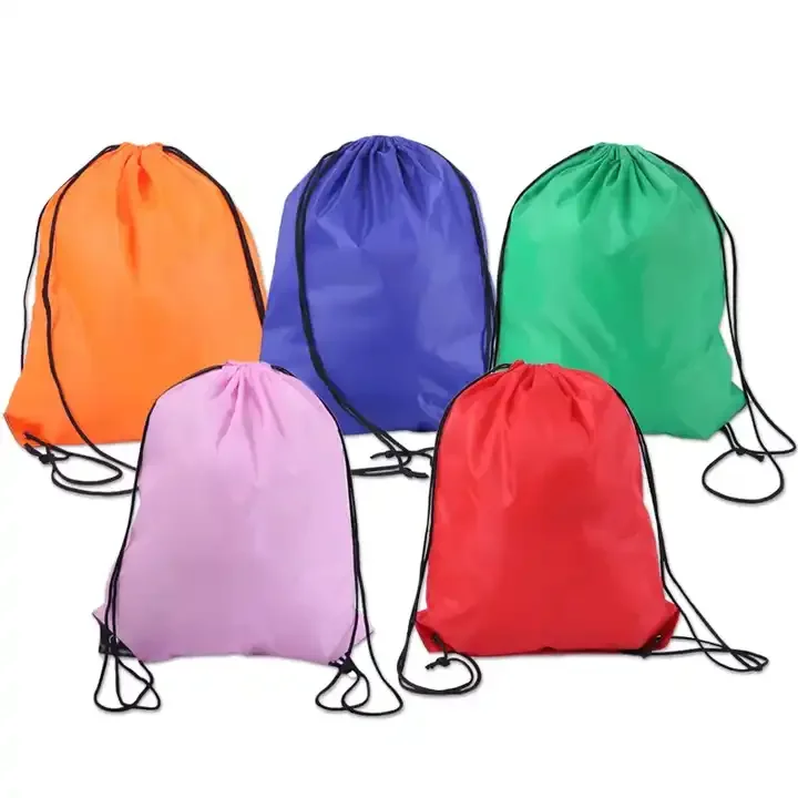 Promotional Wholesale Customized Logo Printed Waterproof Polyester Nylon Shop Gym Sport Backpack Drawstring Bags
