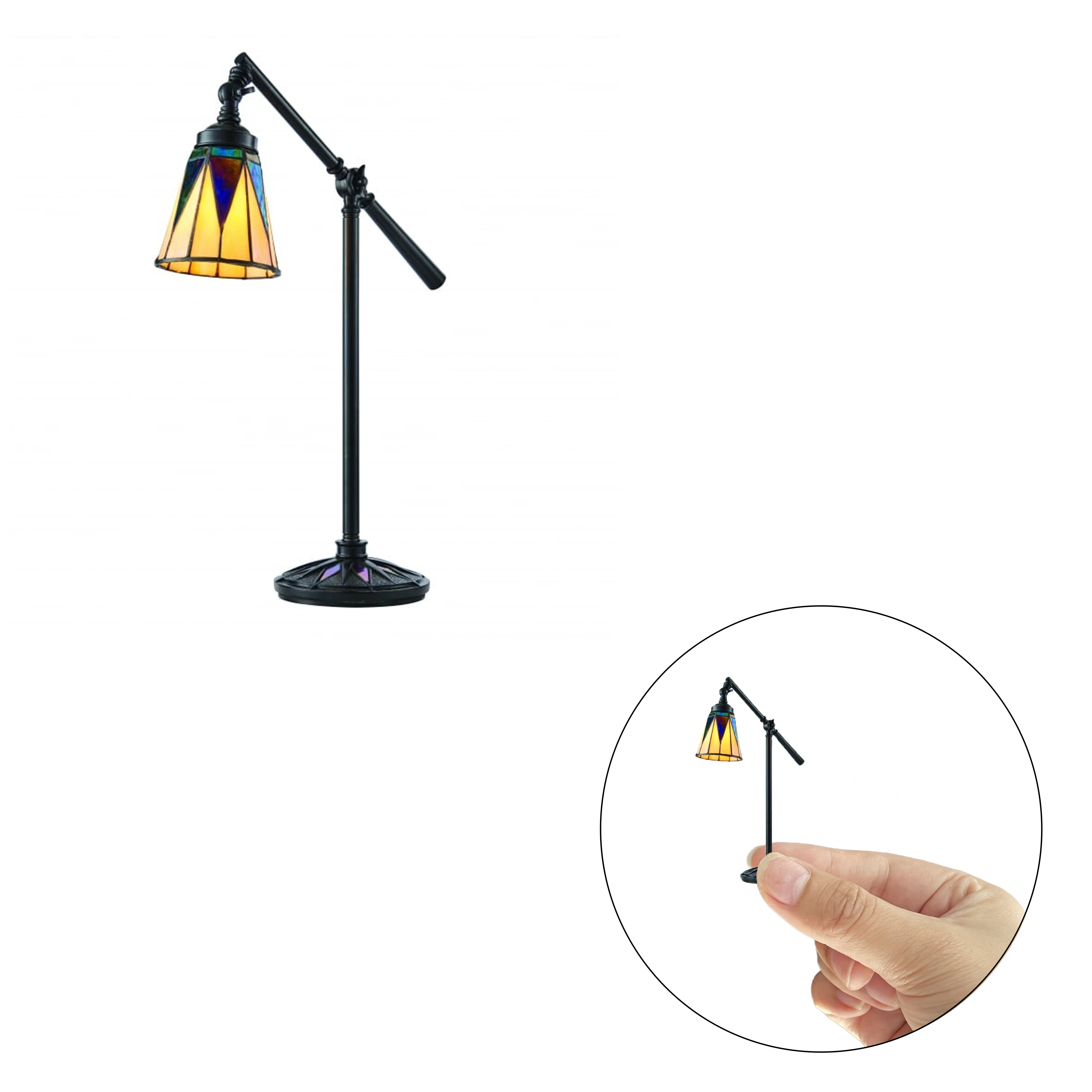 Vintage Doll house Miniature Swing Arm Table lamp 1:12 Scale Mini Desk decor Light LED/12V