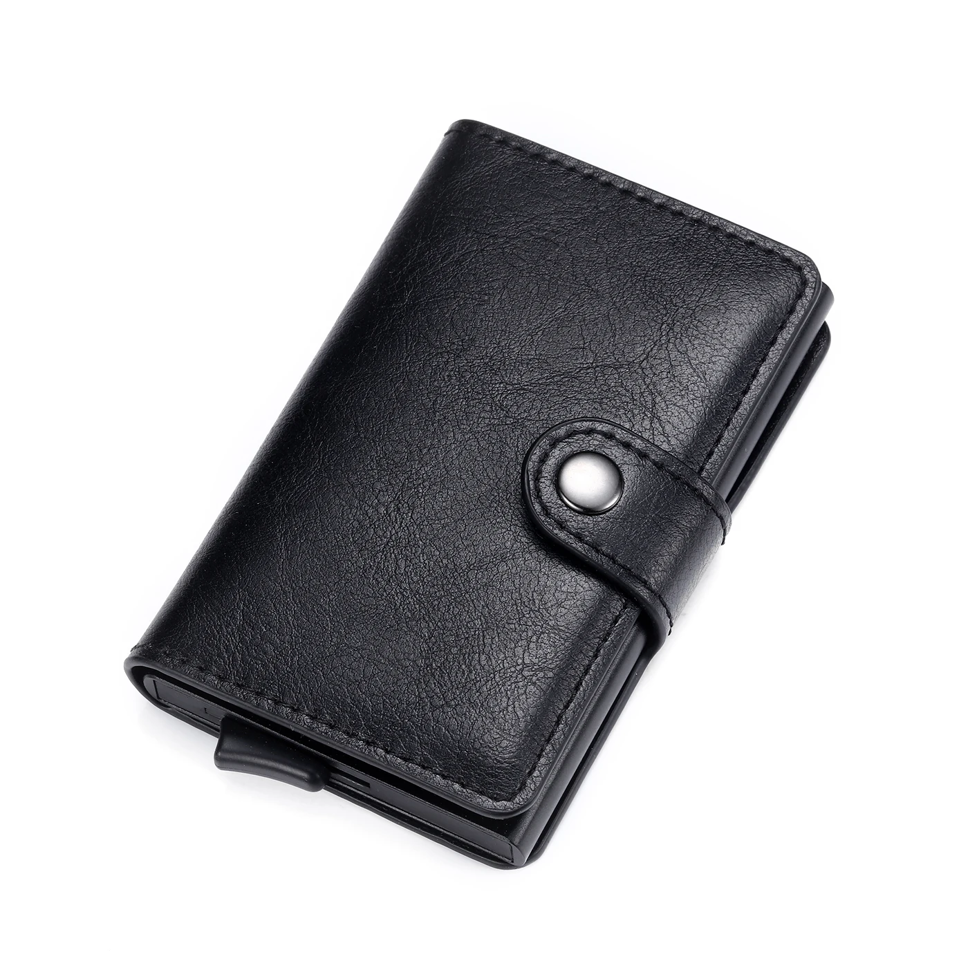 
2020 New Own Patent Wholesale High-quality Pop-up Leather Aluminum Credit Card Business Card Holder Minimalist PU Mens Wallet 