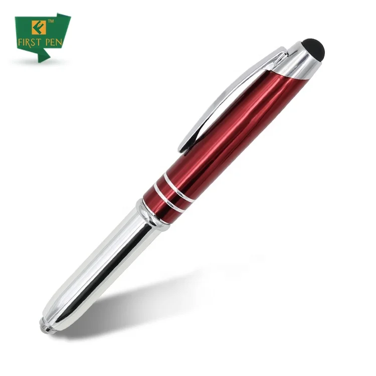 Metal fancy 3 in 1 gift stylus luxury pens with custom logo promotion pen pen with light led