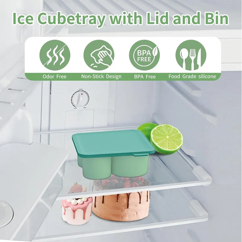 Silicone Large Round Hollow Cylinder Ice Cubes Maker Tray Mold For Cup Ice Cube Mold