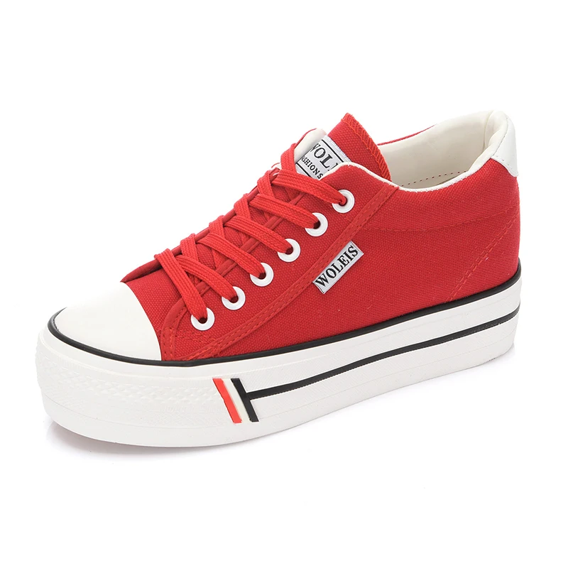 
Wholesale Classic 6cm High Increasing Chunky Casual Zapatillas Lona De Mujer Woman Canvas Flat Shoes 