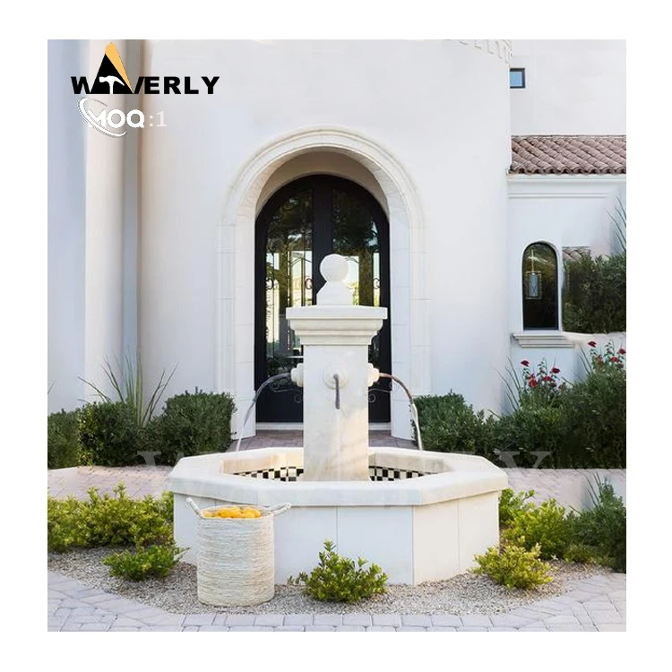 Modern European Villa Garden Decor Natural Stone  Water Fountain Hand Carved Gardening Landscape French Marble Fountain