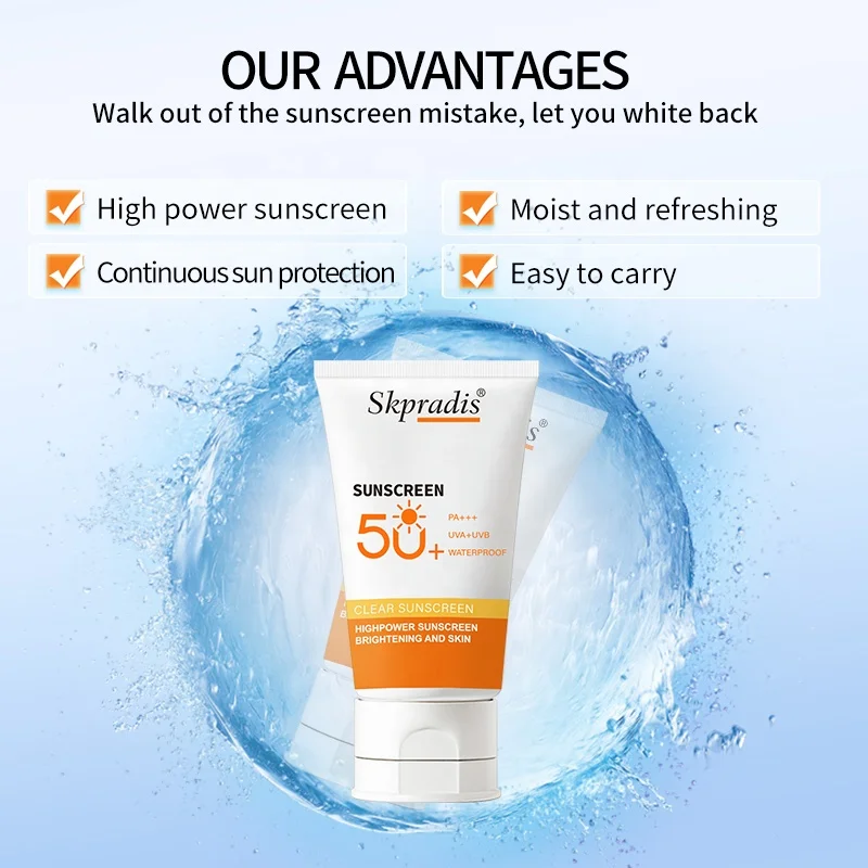 Fashion Plastic Tube 50 ML SPF 50  Natural Organic Mineral Moisturizing Sunscreen Creams For Woman