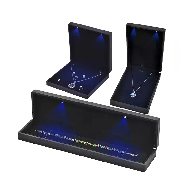 MEIMAN OEM Custom Size LOGO Light Ring Box Jewelry Storage Display Jewelry Box with LED for Ring Bracelet