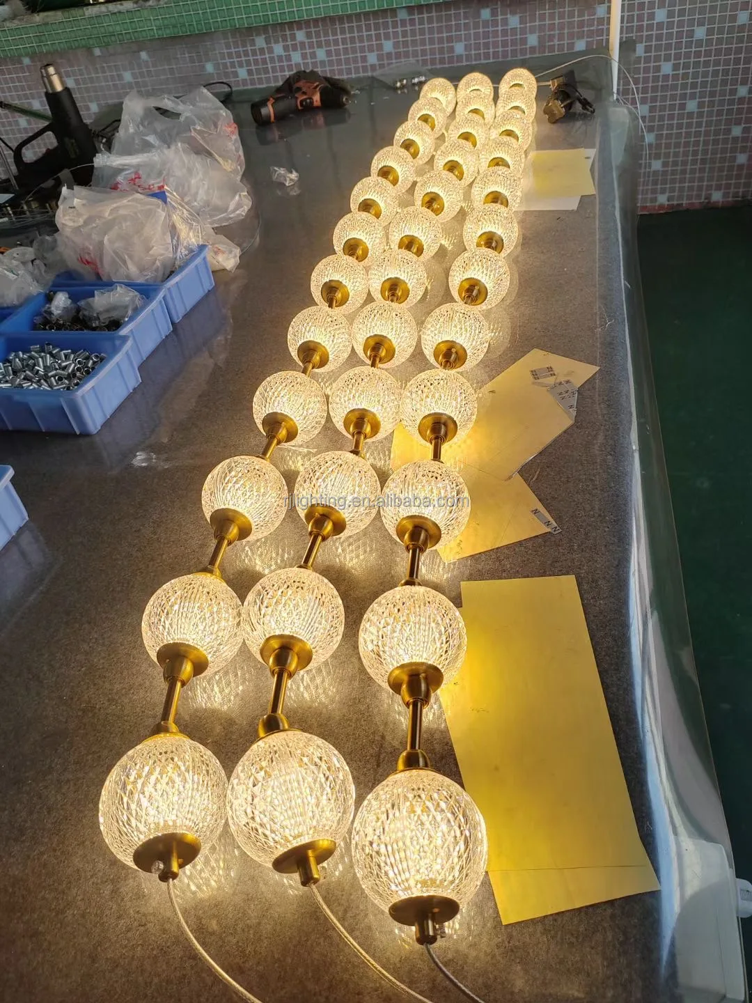 modern decorative led lamp custom hotel lobby sitting room luxury acrylic crystal ball chain lighting lights for high ceiling