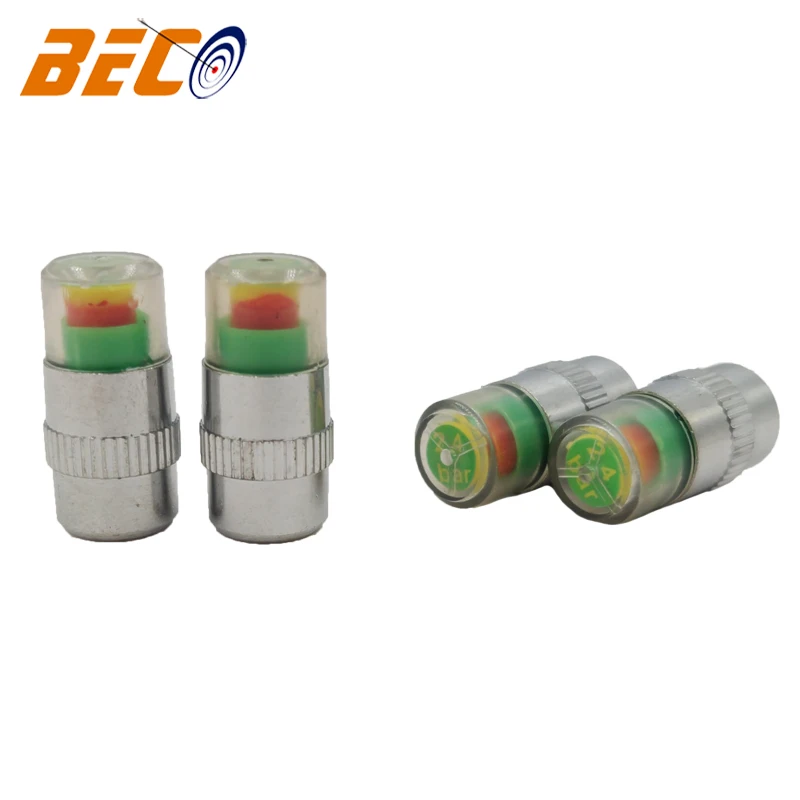 Beco 36PSI 2.4 Bar 4Pcs Car Tire Pressure Monitoring Air Alert Chromed Metal Car Tire Valve Caps