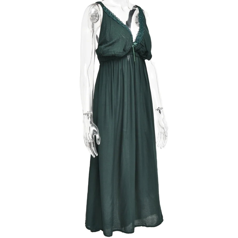 
The Arab Modal Lace Size Woman Loose Home Clothing Deep Plus Sexy V Neck Dress 