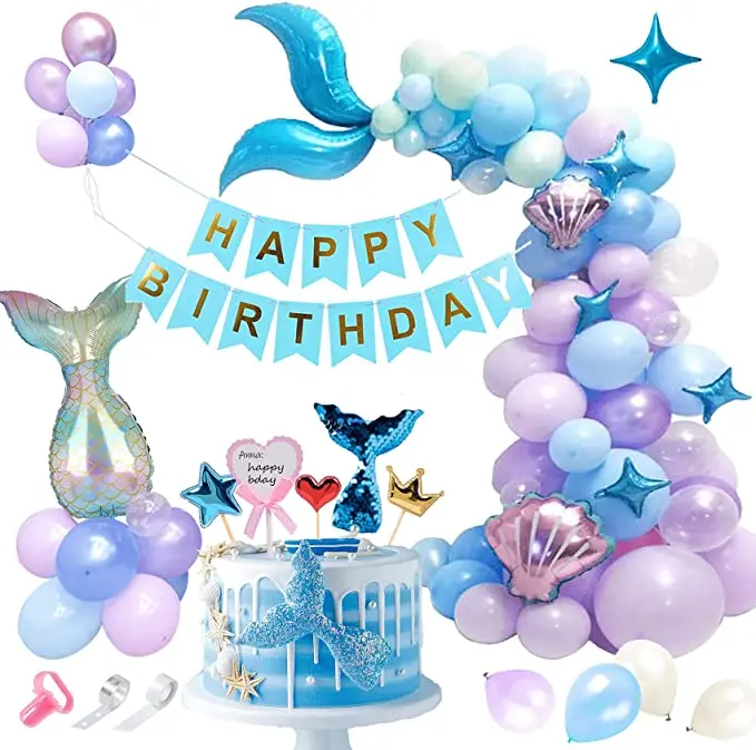 amazon hot selling little mermaid birthday decorations Tail Balloons party supplies set mermaid party decorations birthday