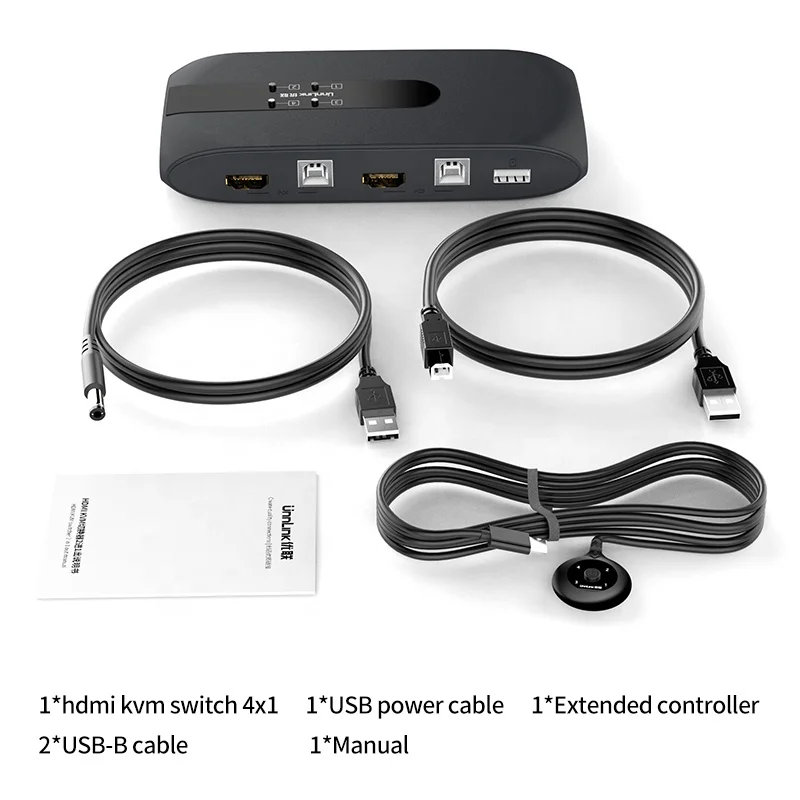 Unnlink 4K @ 30 Гц HDMI KVM переключатель 4 порта Компьютер Обмен 1 дисплей USB с расширения рабочего стола