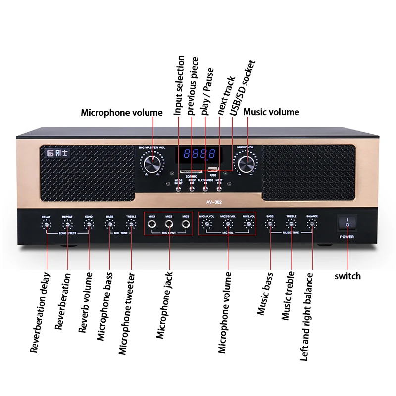 OEM ODM KYYSLB 350W*2 Digital Amplifier Professional High-power Home KTV Amplifier Blueteeth K Song Kara OK Subwoofer Audio